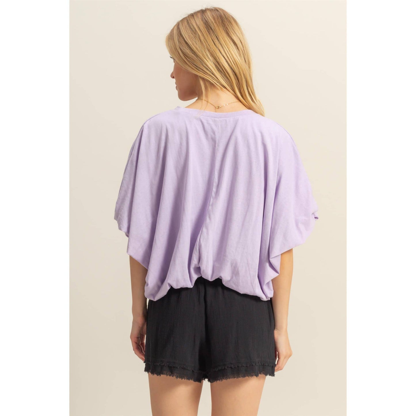 Short Sleeve Knit Bubble Hem Top