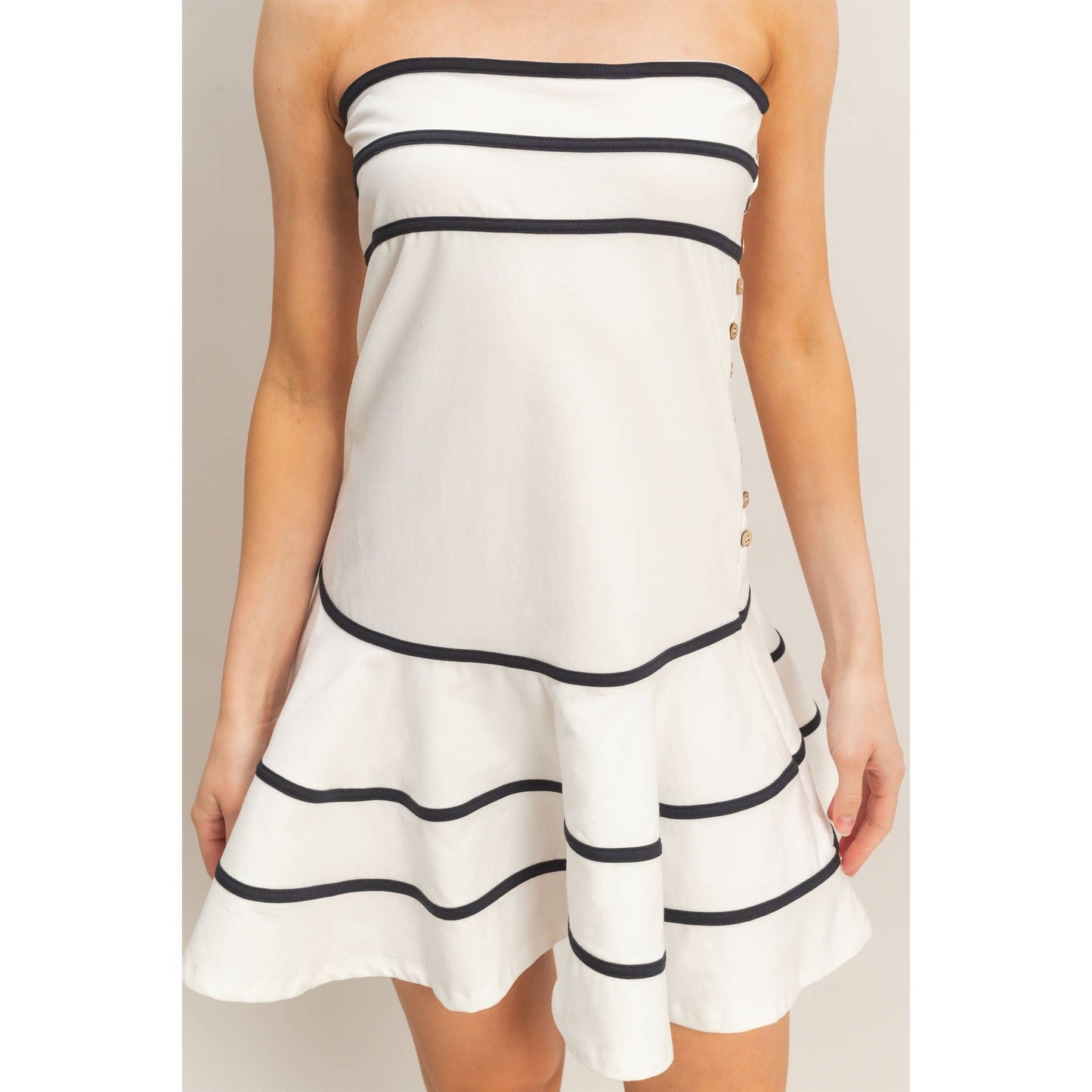 Striped Strapless Dress