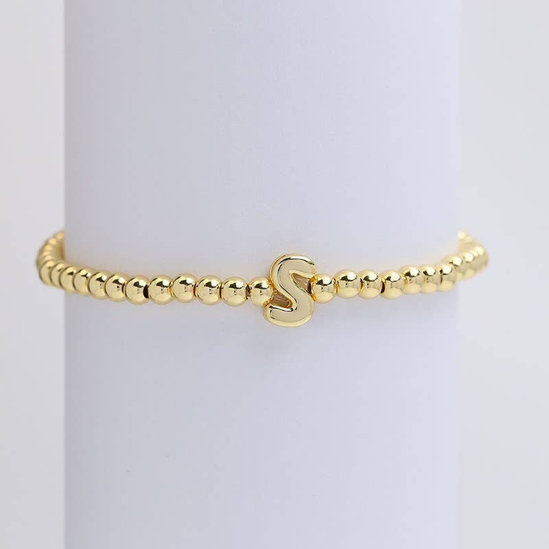 INITIAL MONOGRAM BUBBLE STRETCH BEAD BRACELET | 40B118