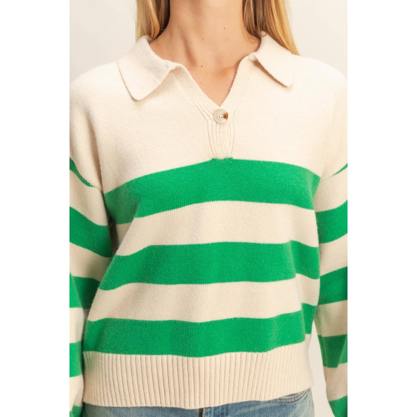 Striped Collar Knit Sweater