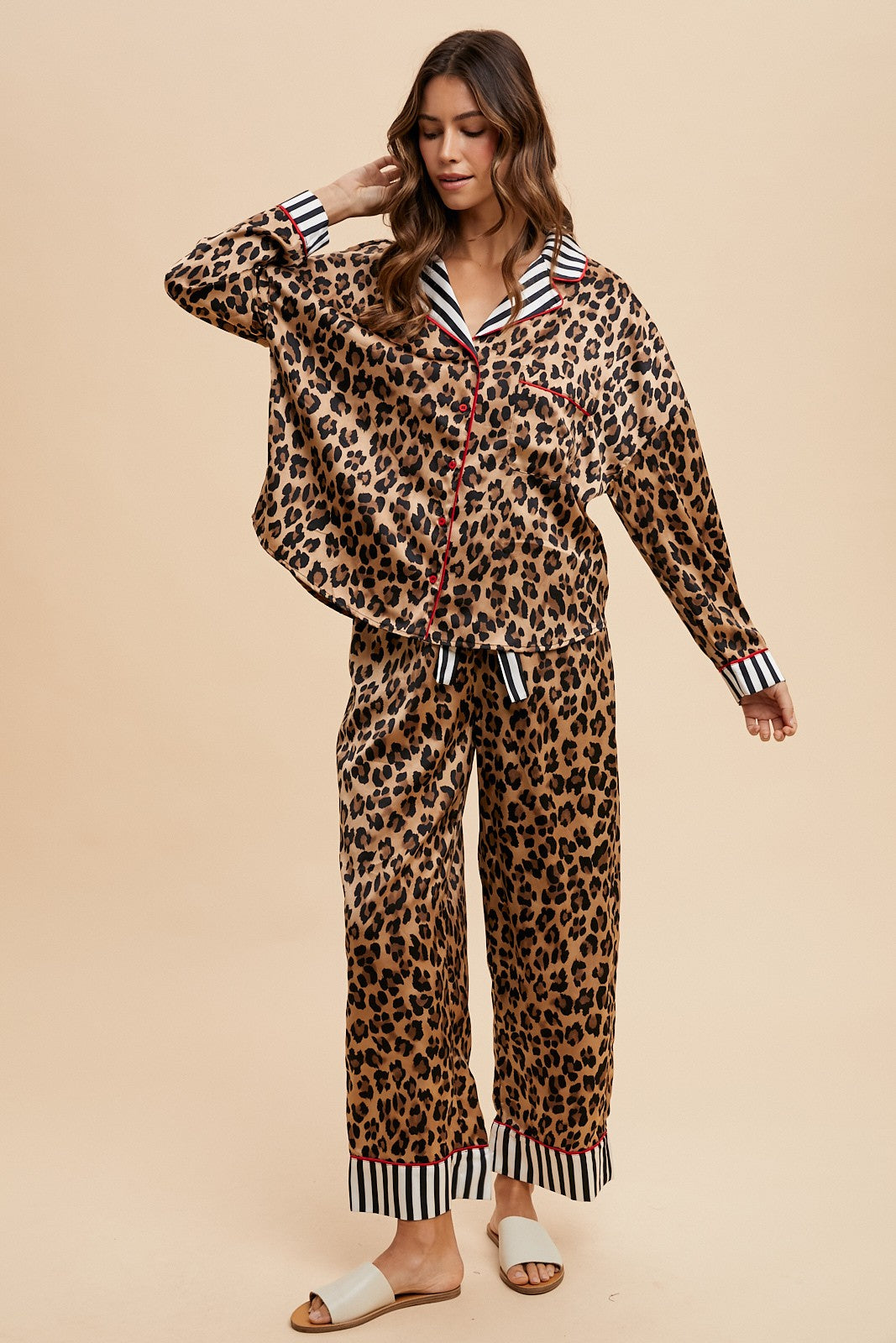 Satin Leopard PJ Set