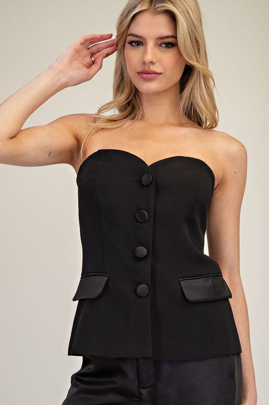 Strapless Tuxedo Top