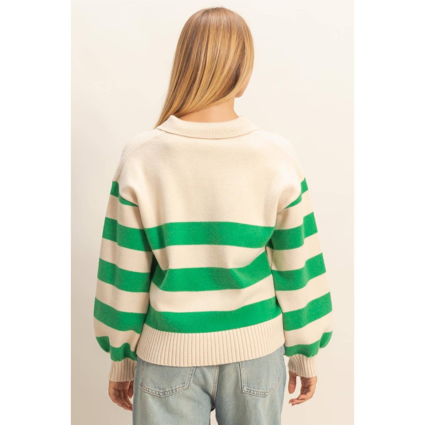 Striped Collar Knit Sweater