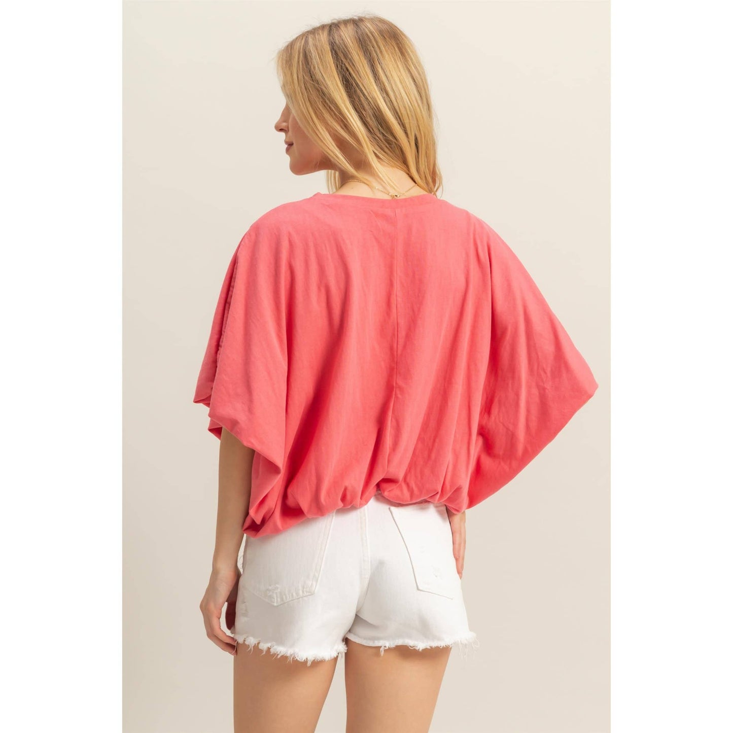 Short Sleeve Knit Bubble Hem Top