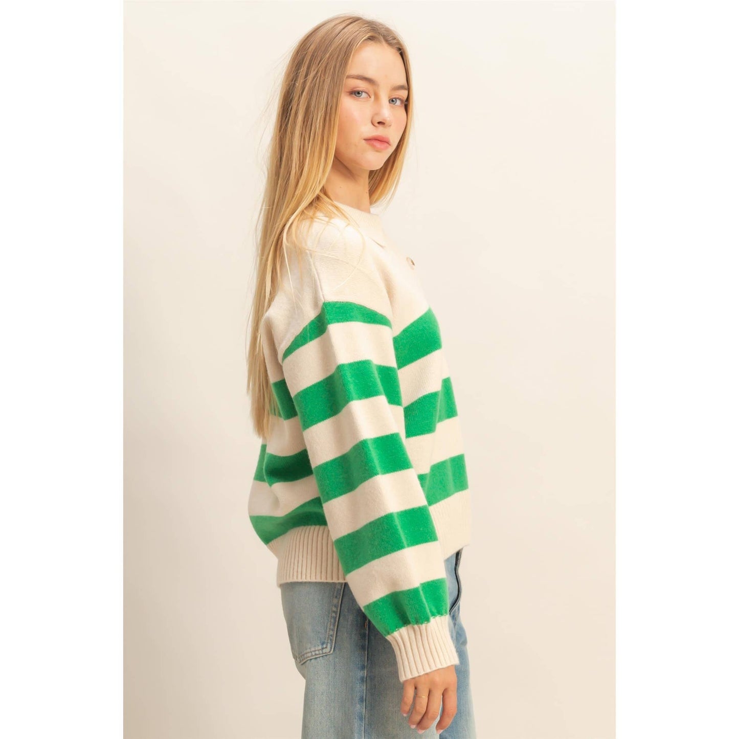 Striped Collar Knit Sweater