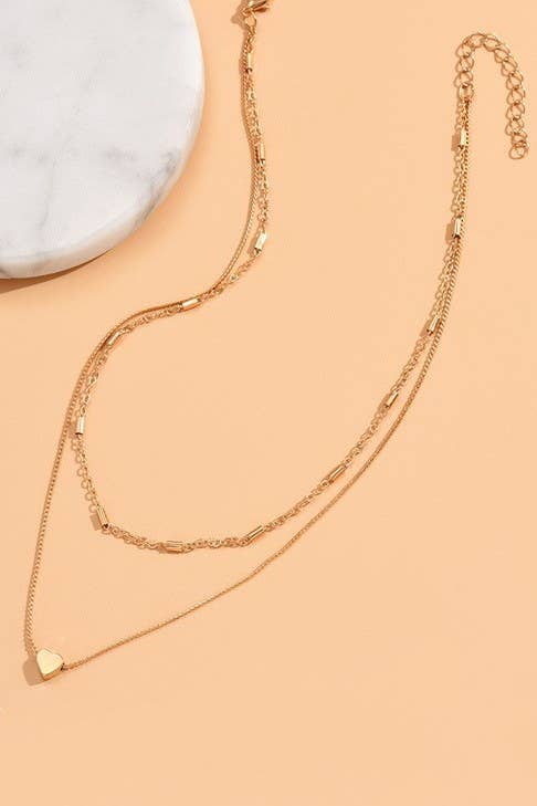 TITANIUM STEEL NON-TARNISH LAYERED HEART NECKLACE