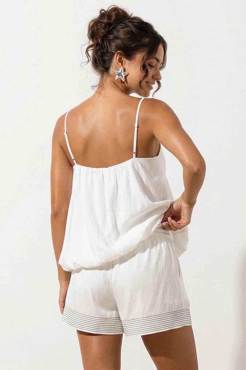 White Bubble Hem Cami