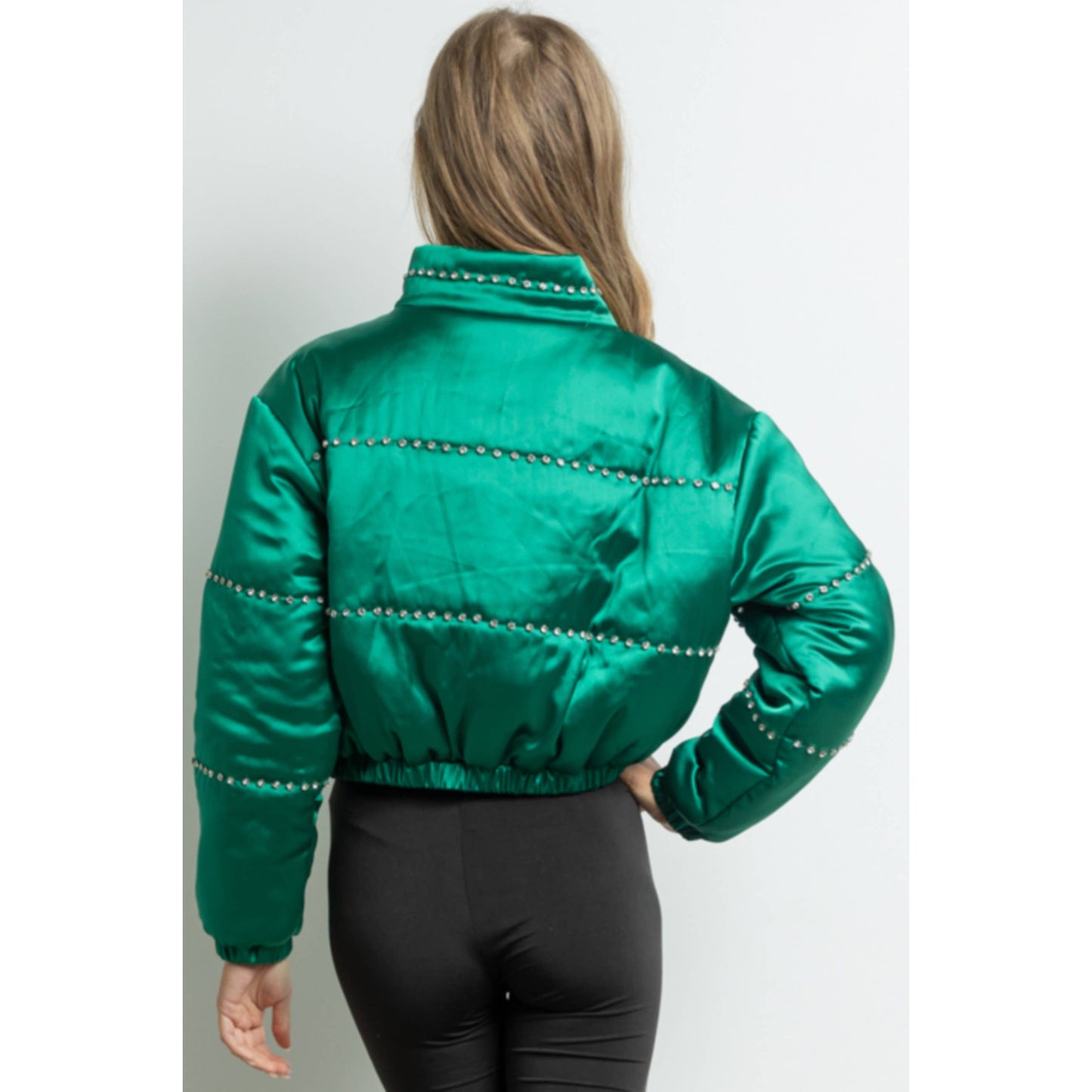 Satin Cropped Bomber Jacket