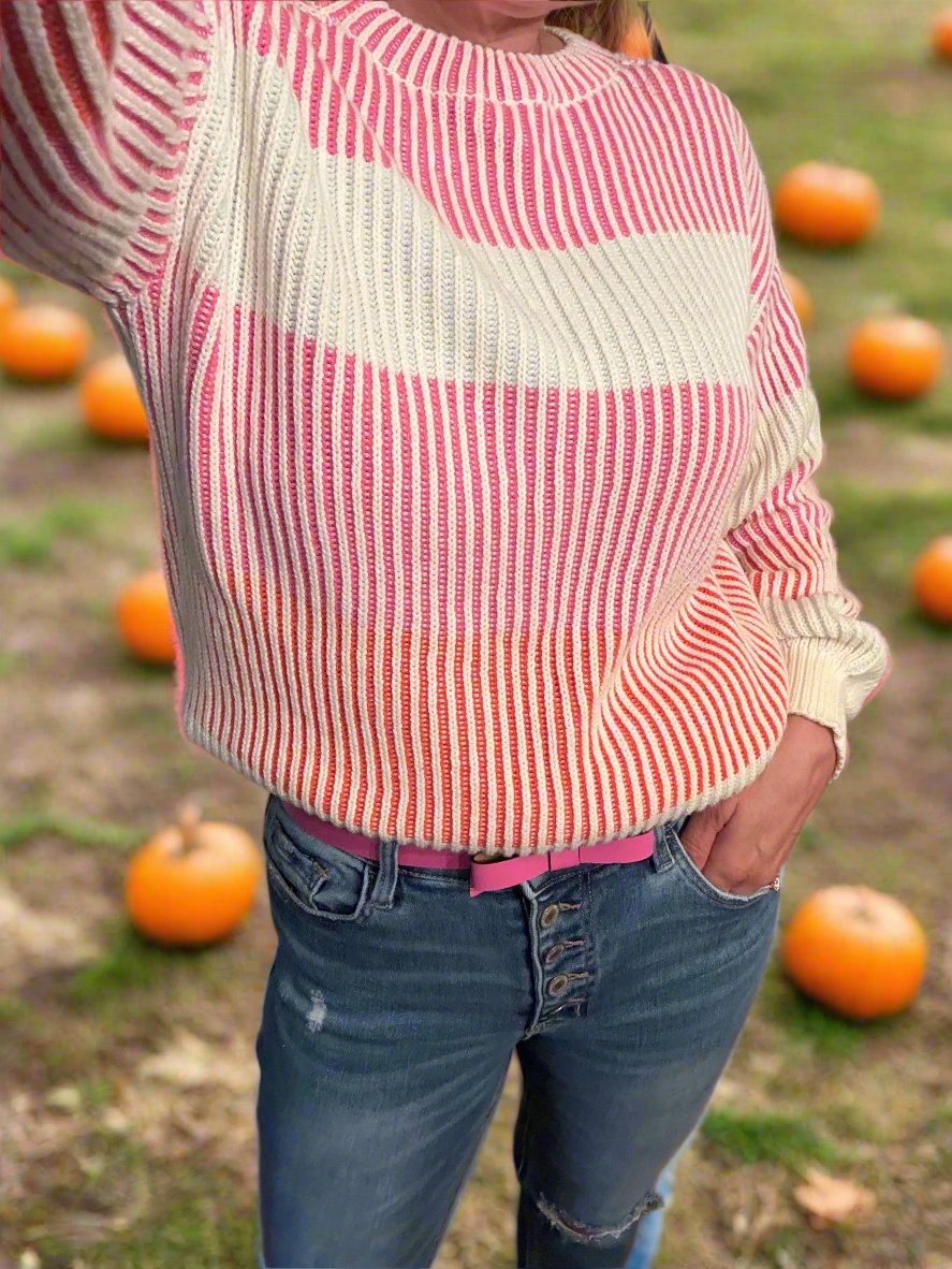 Rib Knit Colorful Sweater