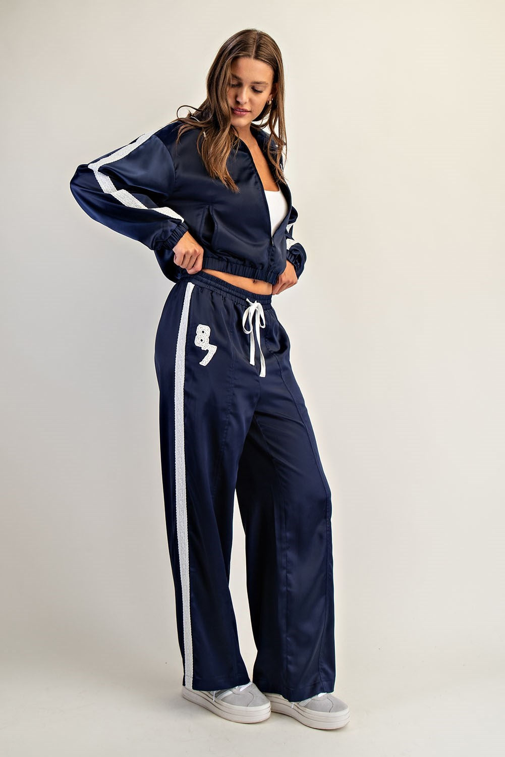Lace Trim Varisty Pant