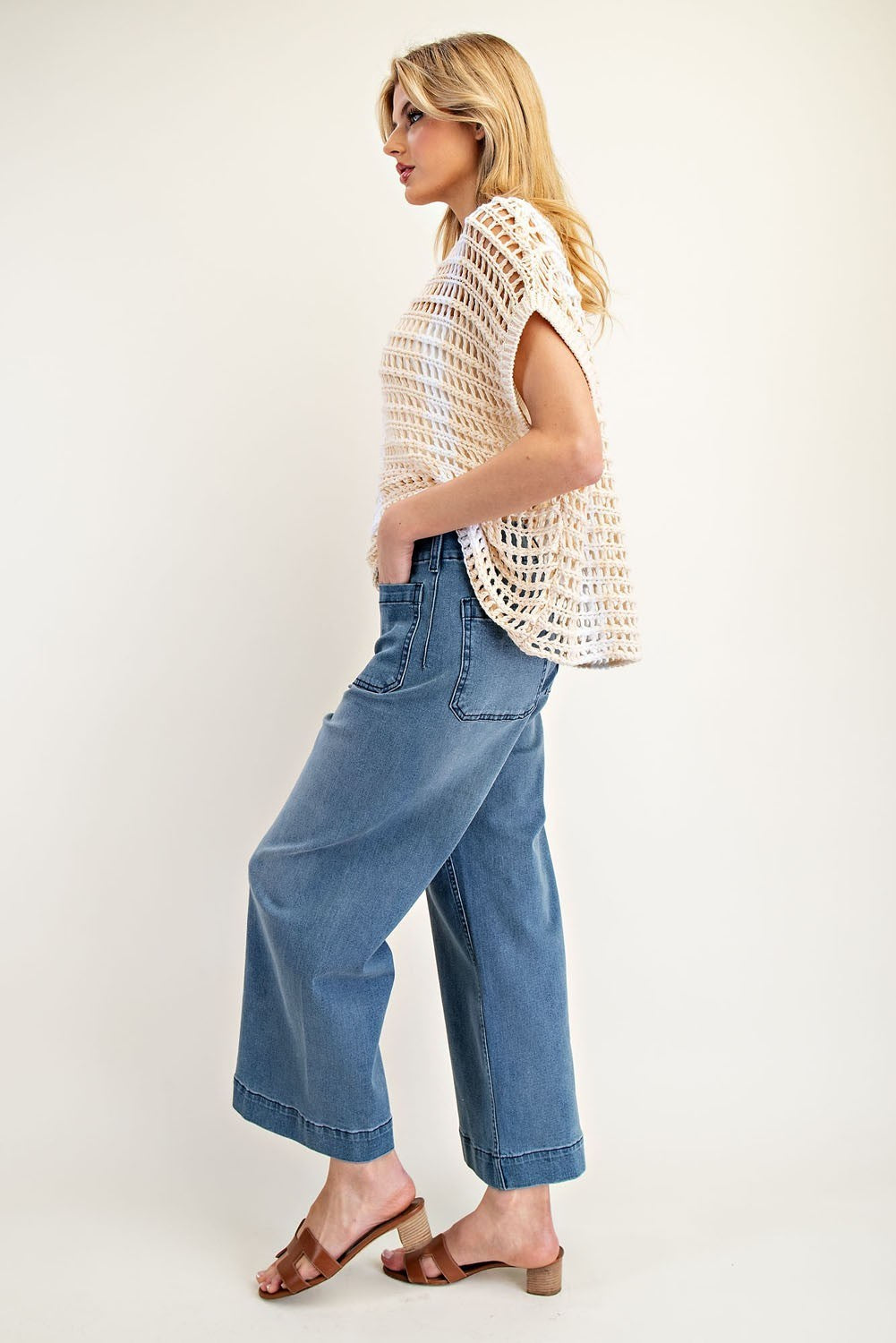 Mineral Washed Cropped Denim Jean