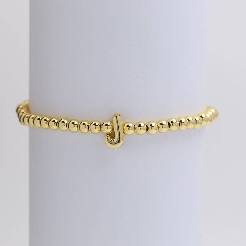 INITIAL MONOGRAM BUBBLE STRETCH BEAD BRACELET | 40B118