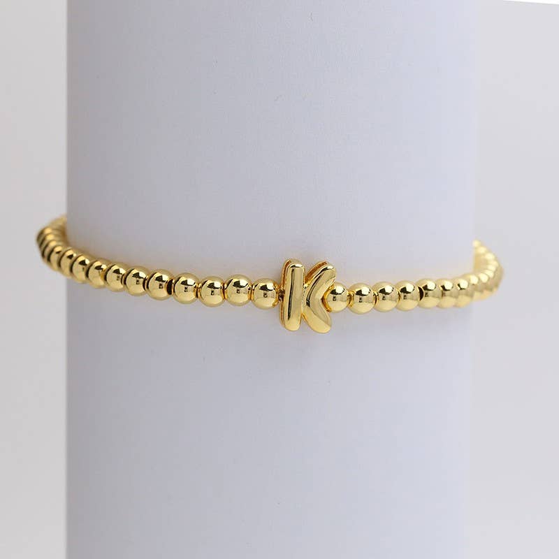 INITIAL MONOGRAM BUBBLE STRETCH BEAD BRACELET | 40B118