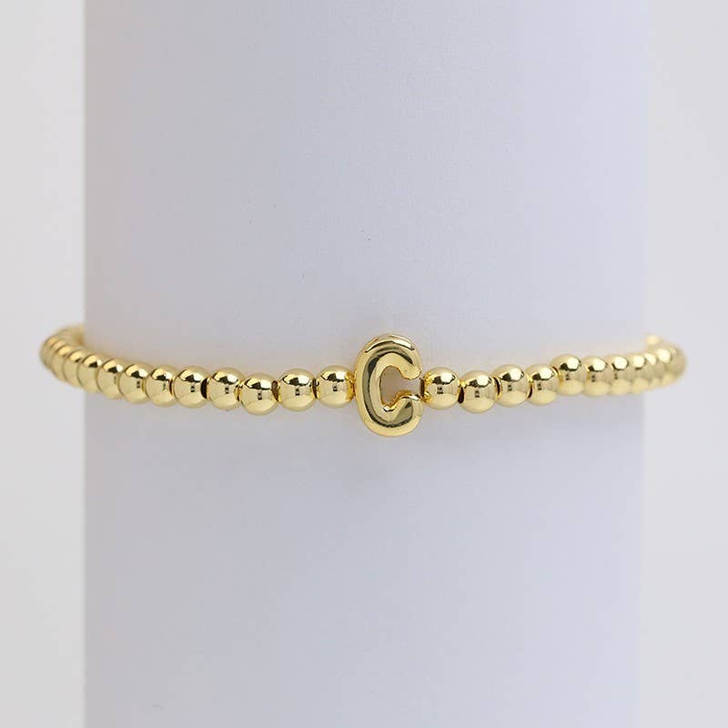 INITIAL MONOGRAM BUBBLE STRETCH BEAD BRACELET | 40B118