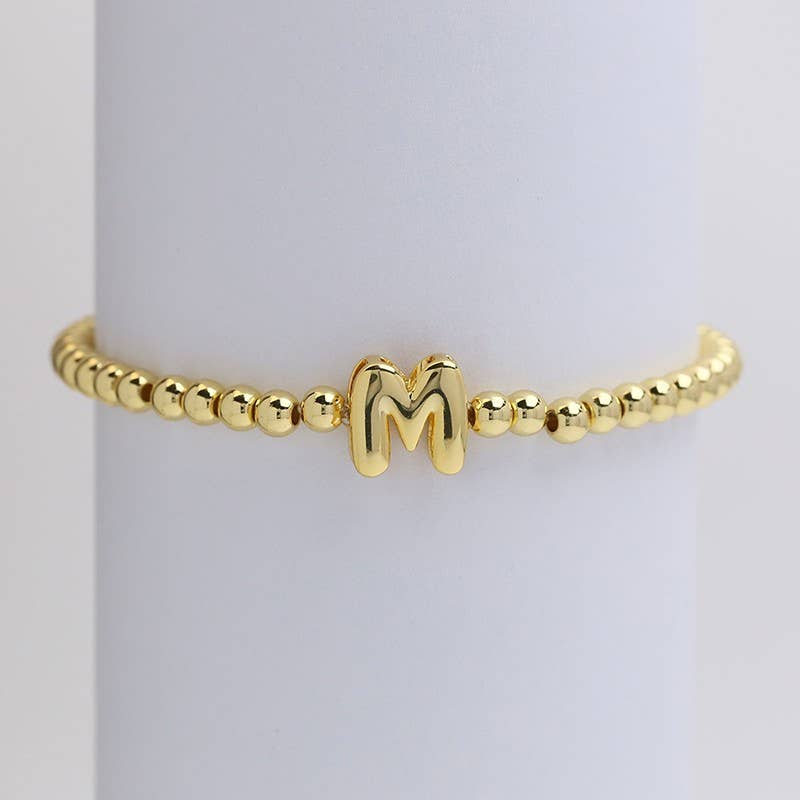 INITIAL MONOGRAM BUBBLE STRETCH BEAD BRACELET | 40B118
