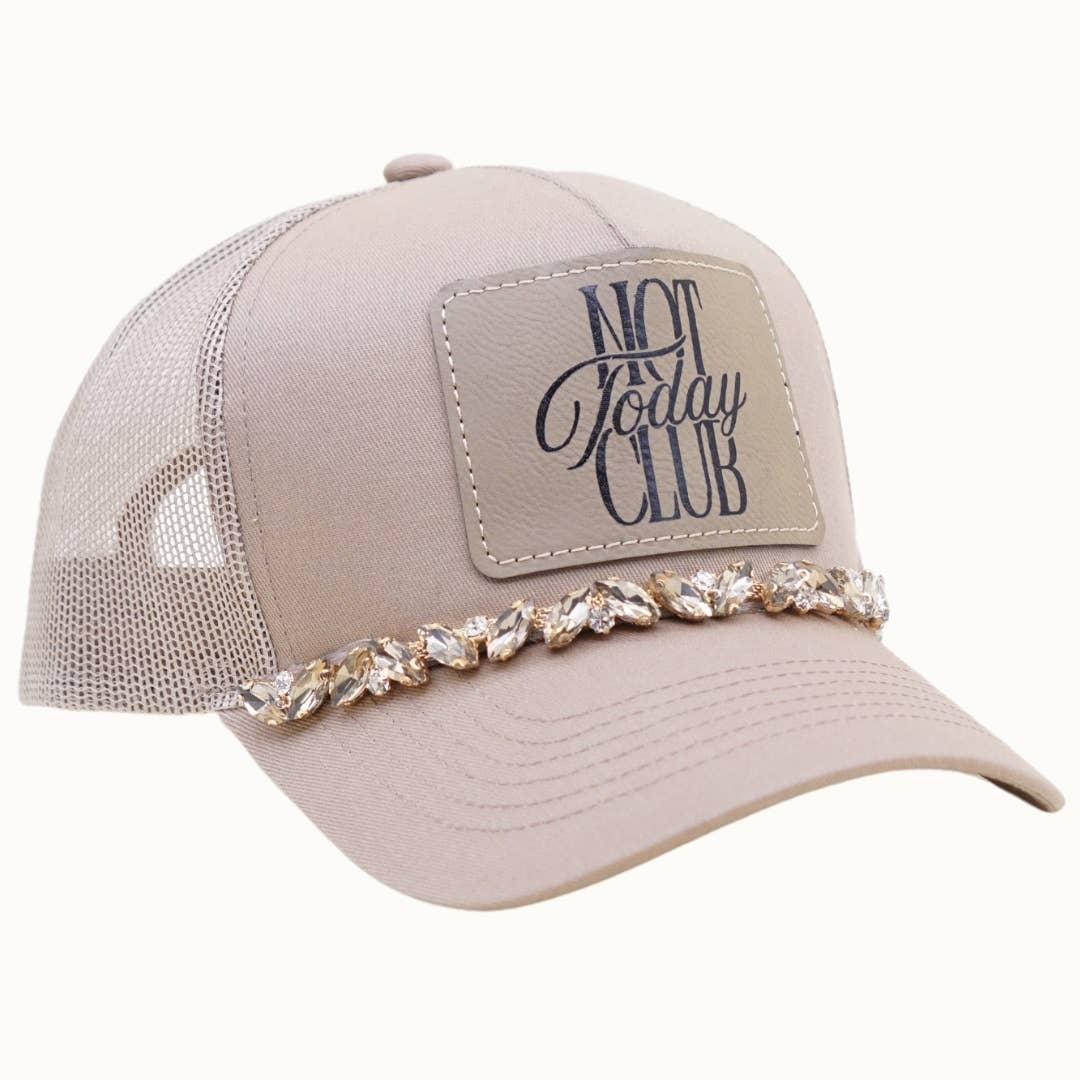 NOT TODAY CLUB Bejeweled Glitz Trucker Cap + Leatherette