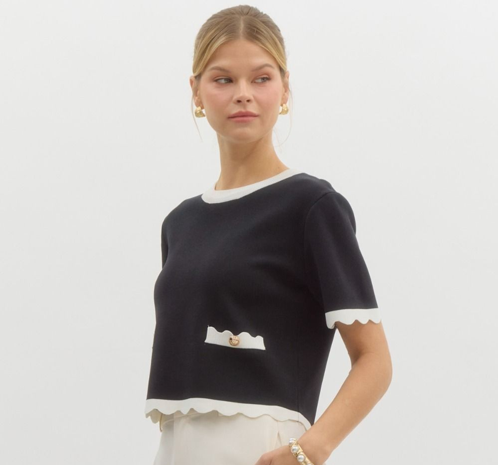 Scallop Knit Top