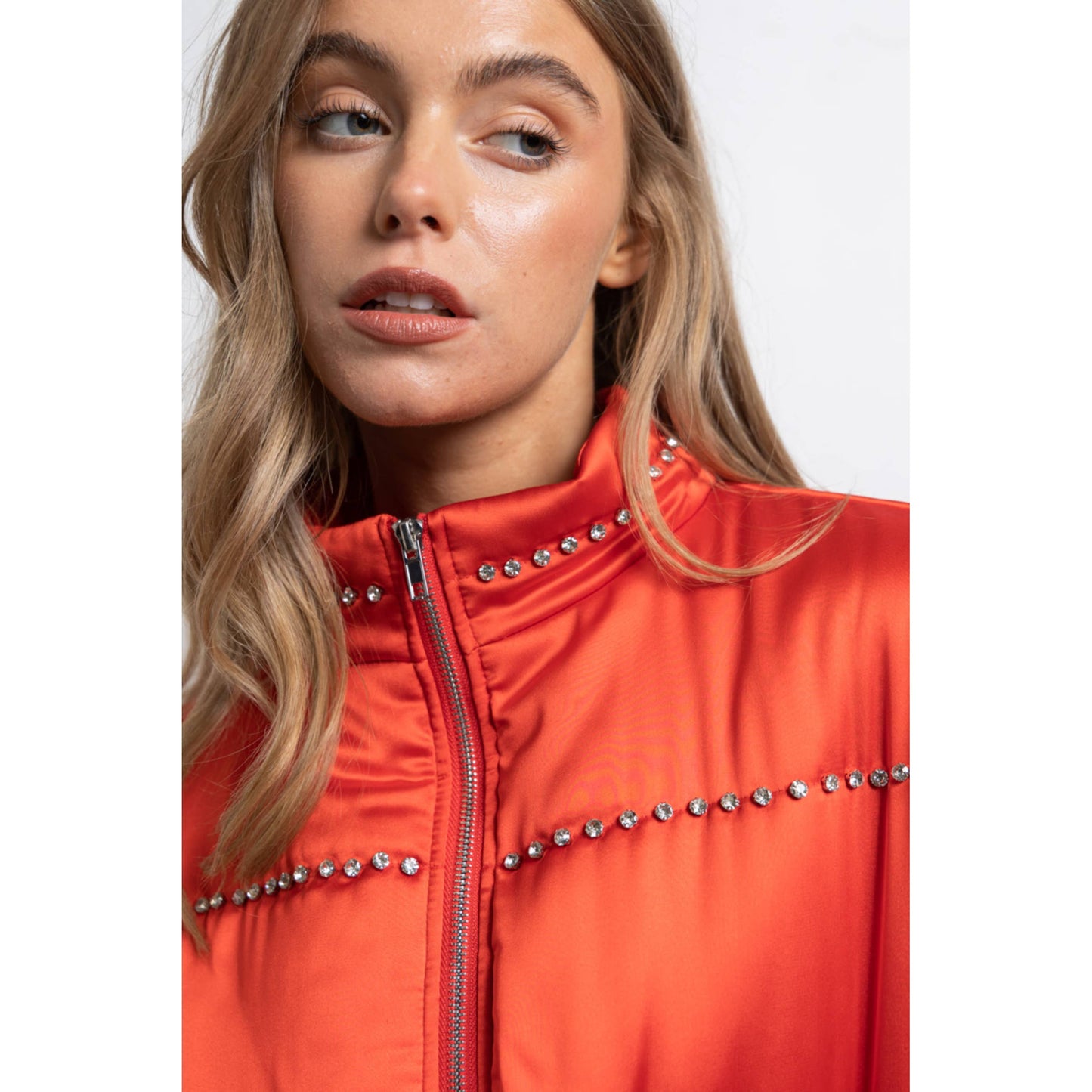 Satin Cropped Bomber Jacket