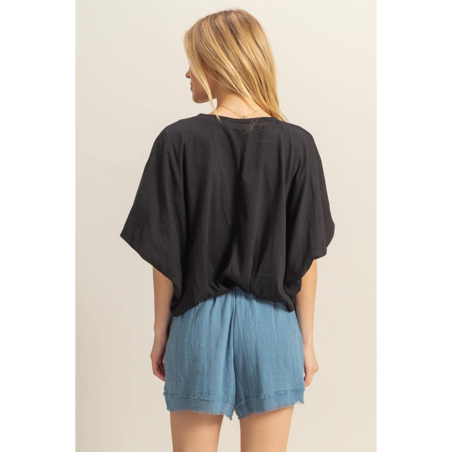 Short Sleeve Knit Bubble Hem Top