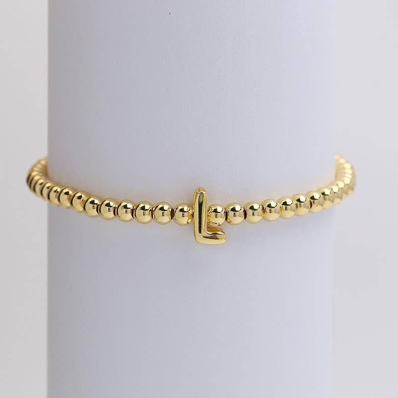 INITIAL MONOGRAM BUBBLE STRETCH BEAD BRACELET | 40B118