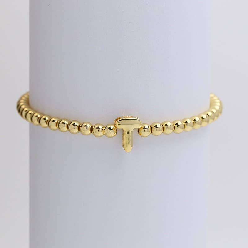 INITIAL MONOGRAM BUBBLE STRETCH BEAD BRACELET | 40B118