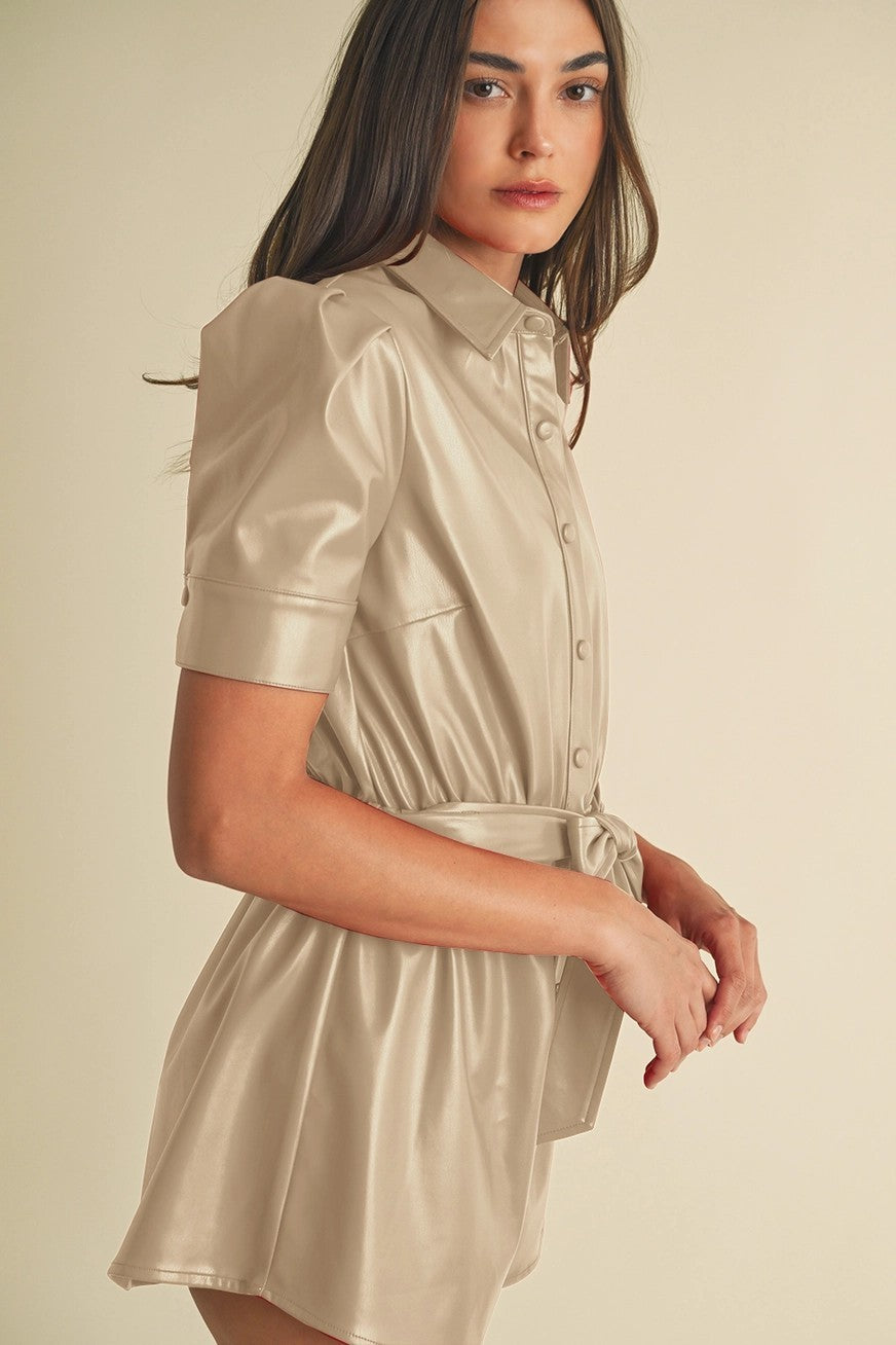Nude Leather Romper
