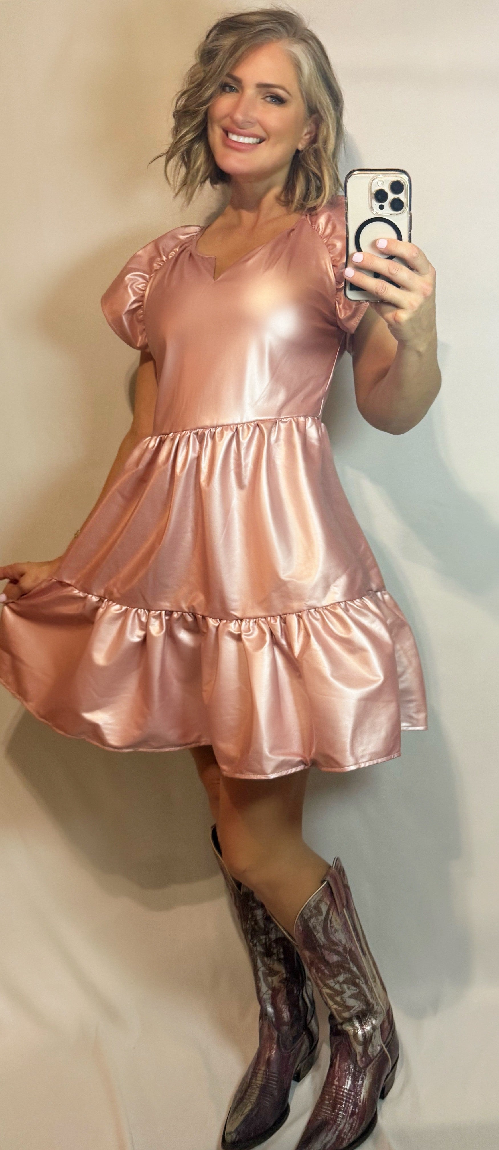 Huxley Faux Leather Dress dear ryann Huxley Faux Leather Dress dear ryann