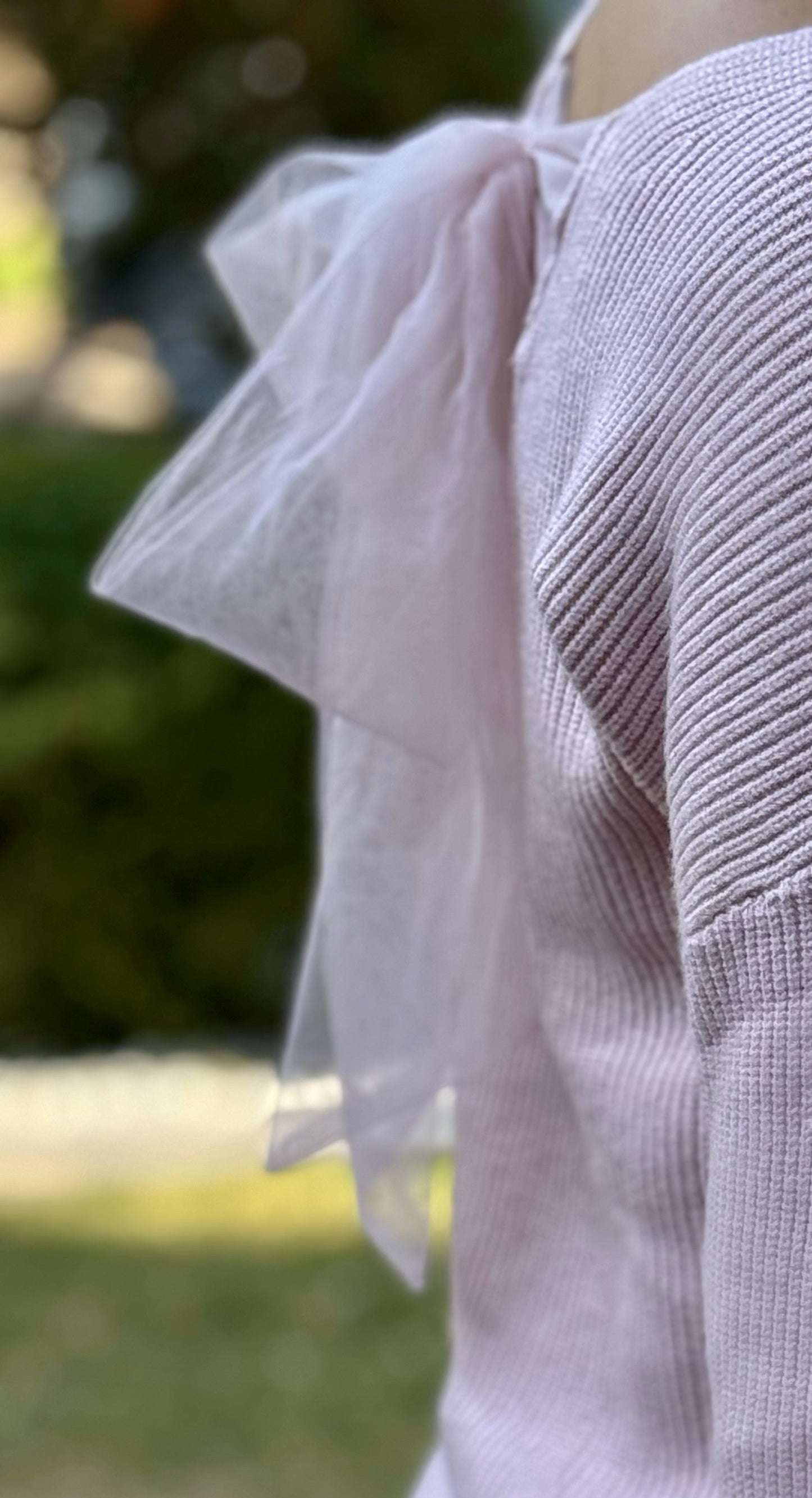 Tulle Ribbon Tie Sweater