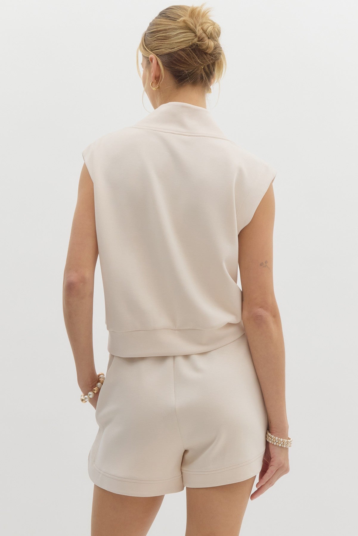 Cap Sleeve Zip Top