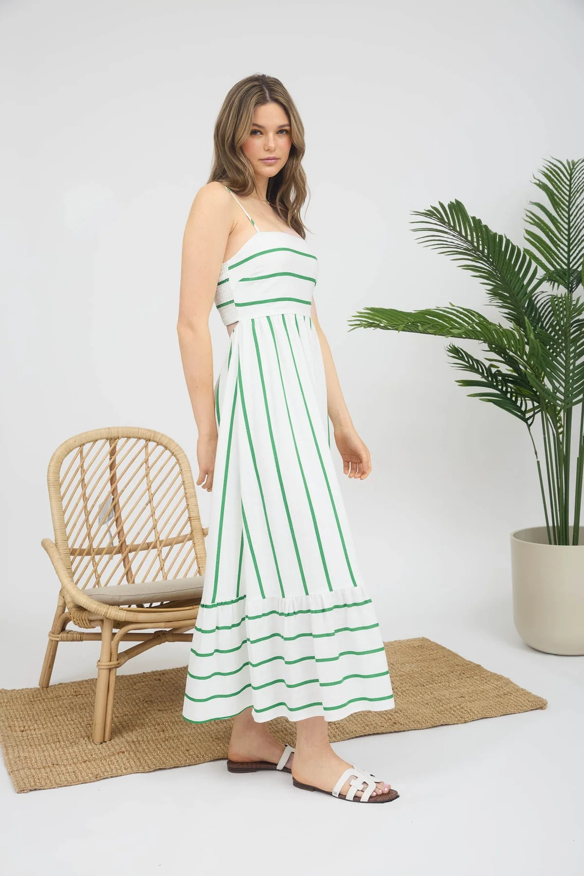 Green and White Maxi