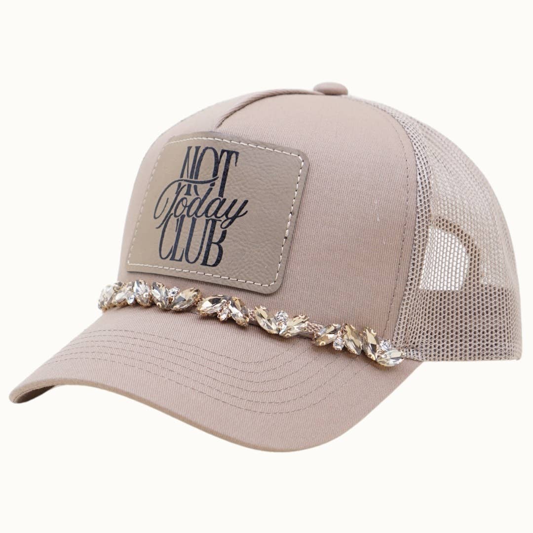 NOT TODAY CLUB Bejeweled Glitz Trucker Cap + Leatherette