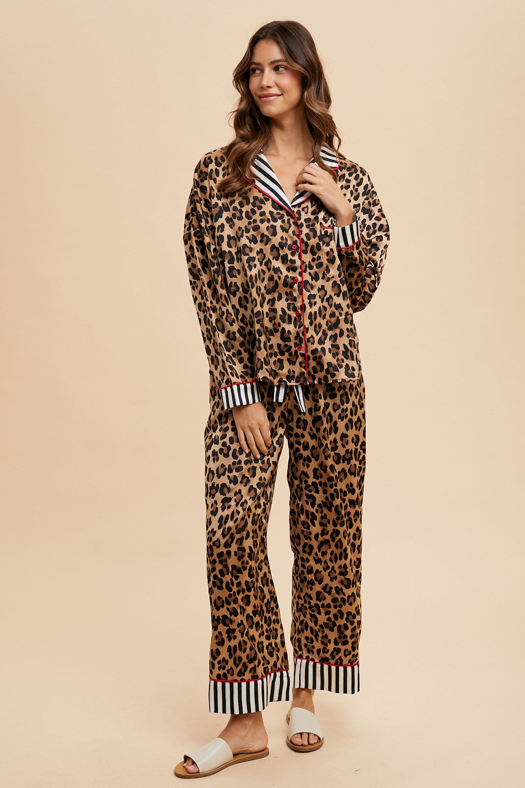 Satin Leopard PJ Set