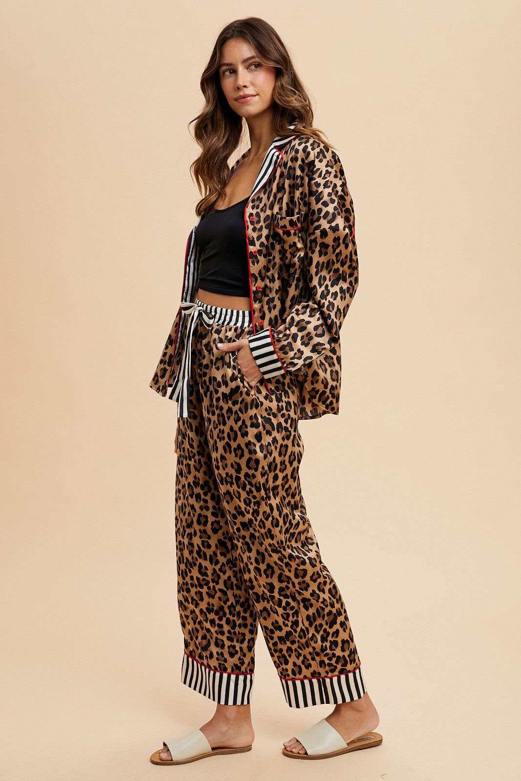 Satin Leopard PJ Set