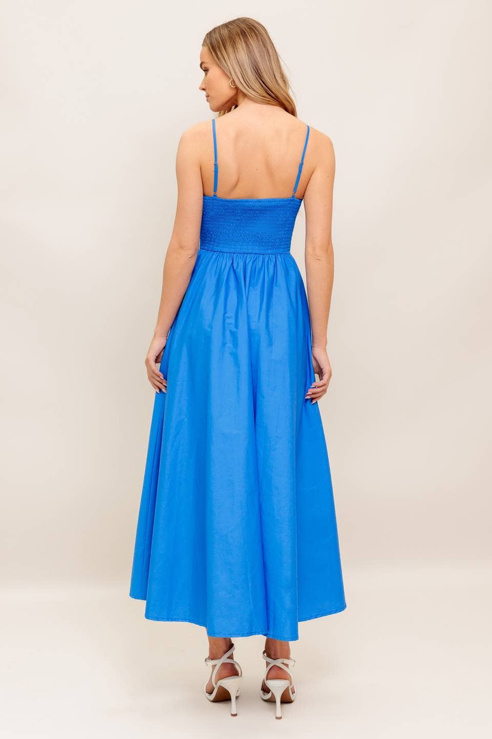 woven blue midi dress