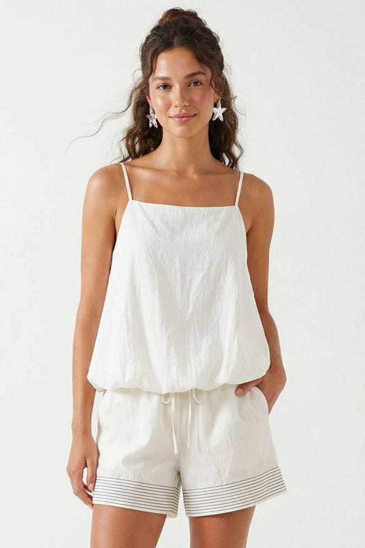 White Bubble Hem Cami