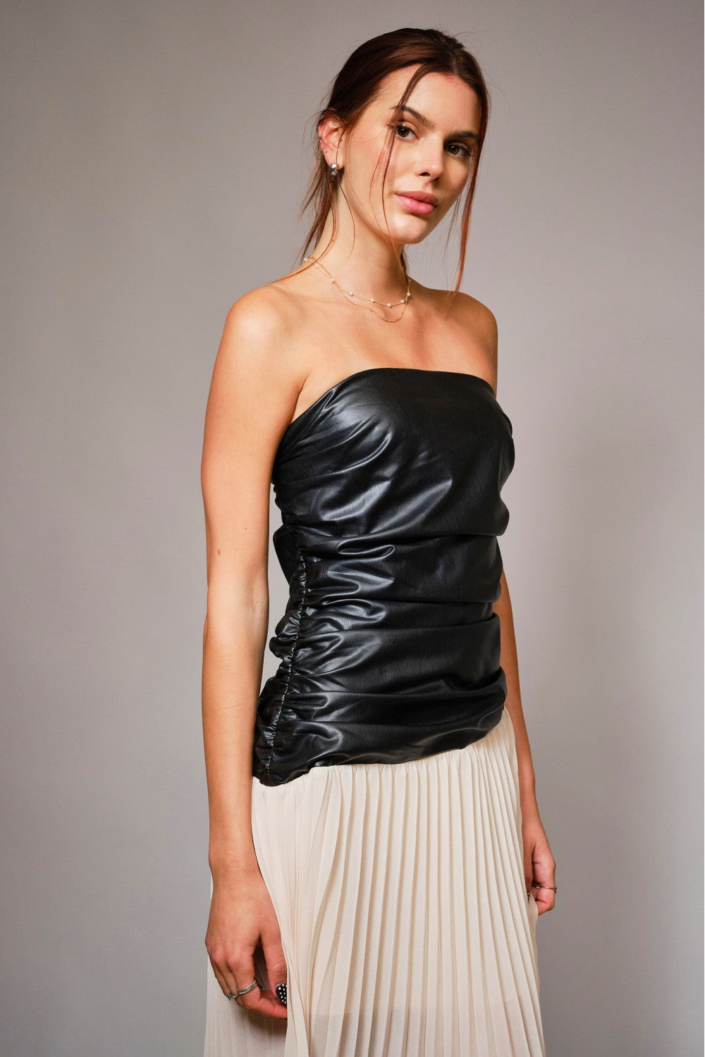 Leather Chiffon Dress