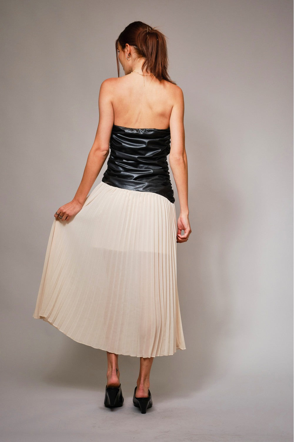 Leather Chiffon Dress