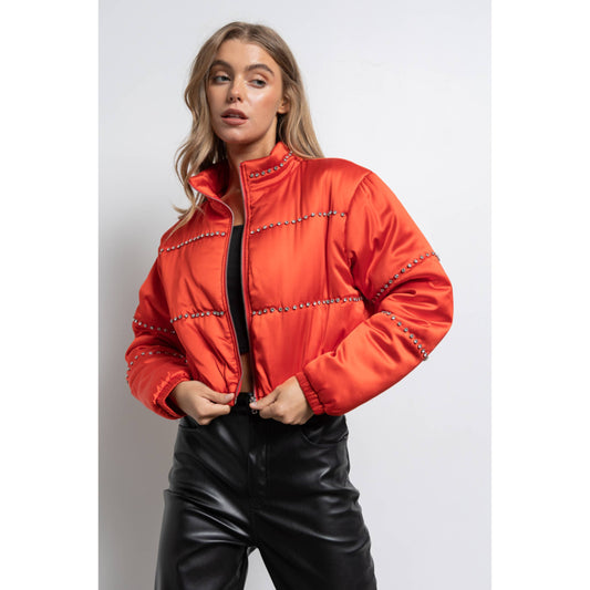 Satin Cropped Bomber Jacket