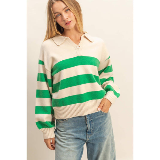 Striped Collar Knit Sweater