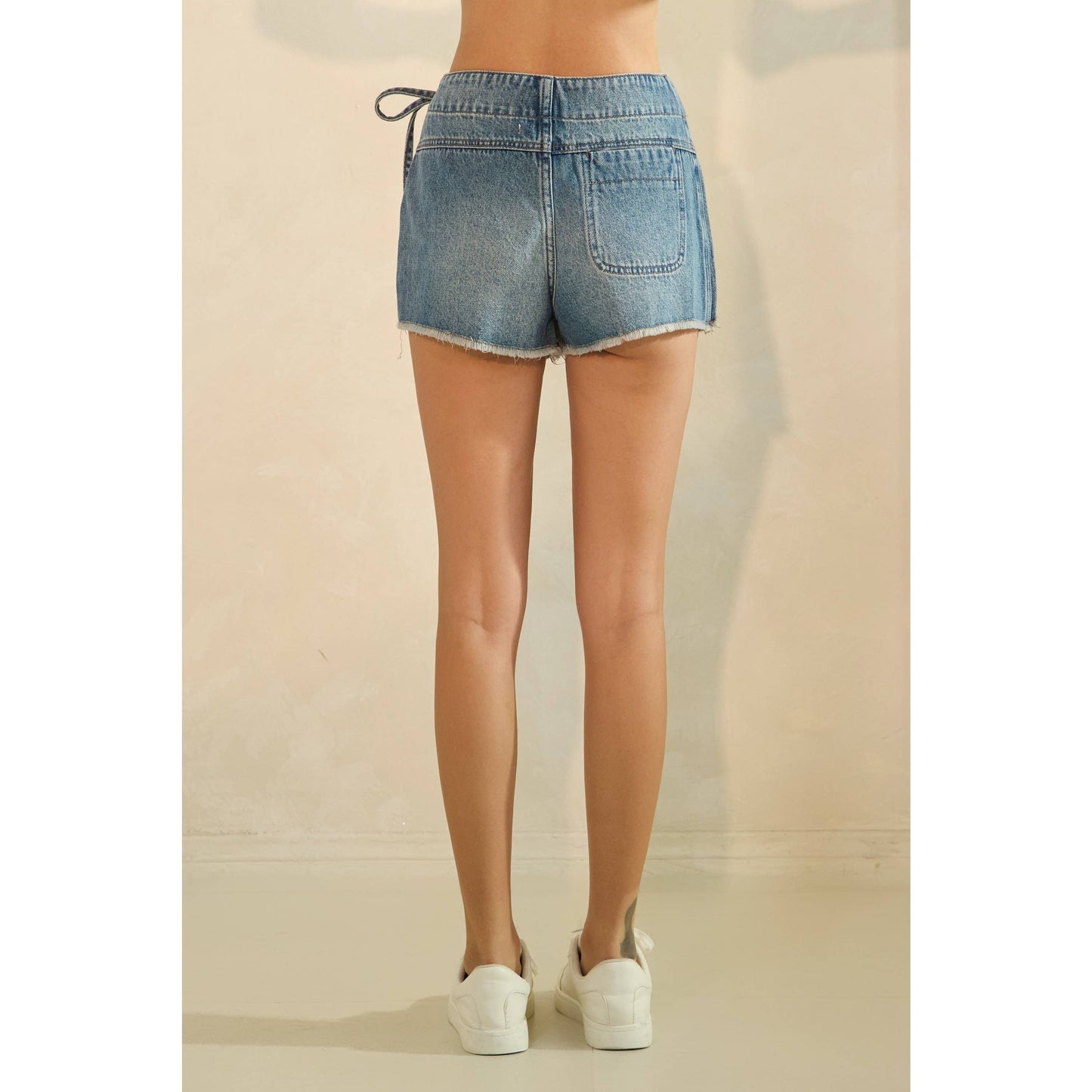 Tie Front Denim Mini Skort
