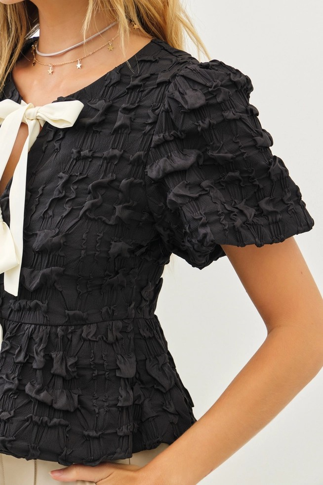 Black Babydoll Bow Top