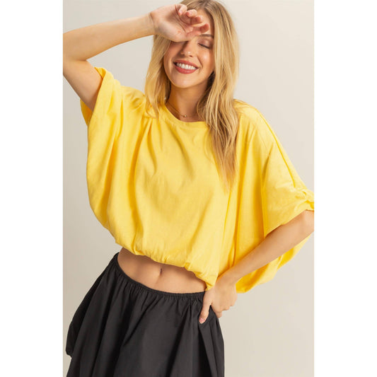 Short Sleeve Knit Bubble Hem Top