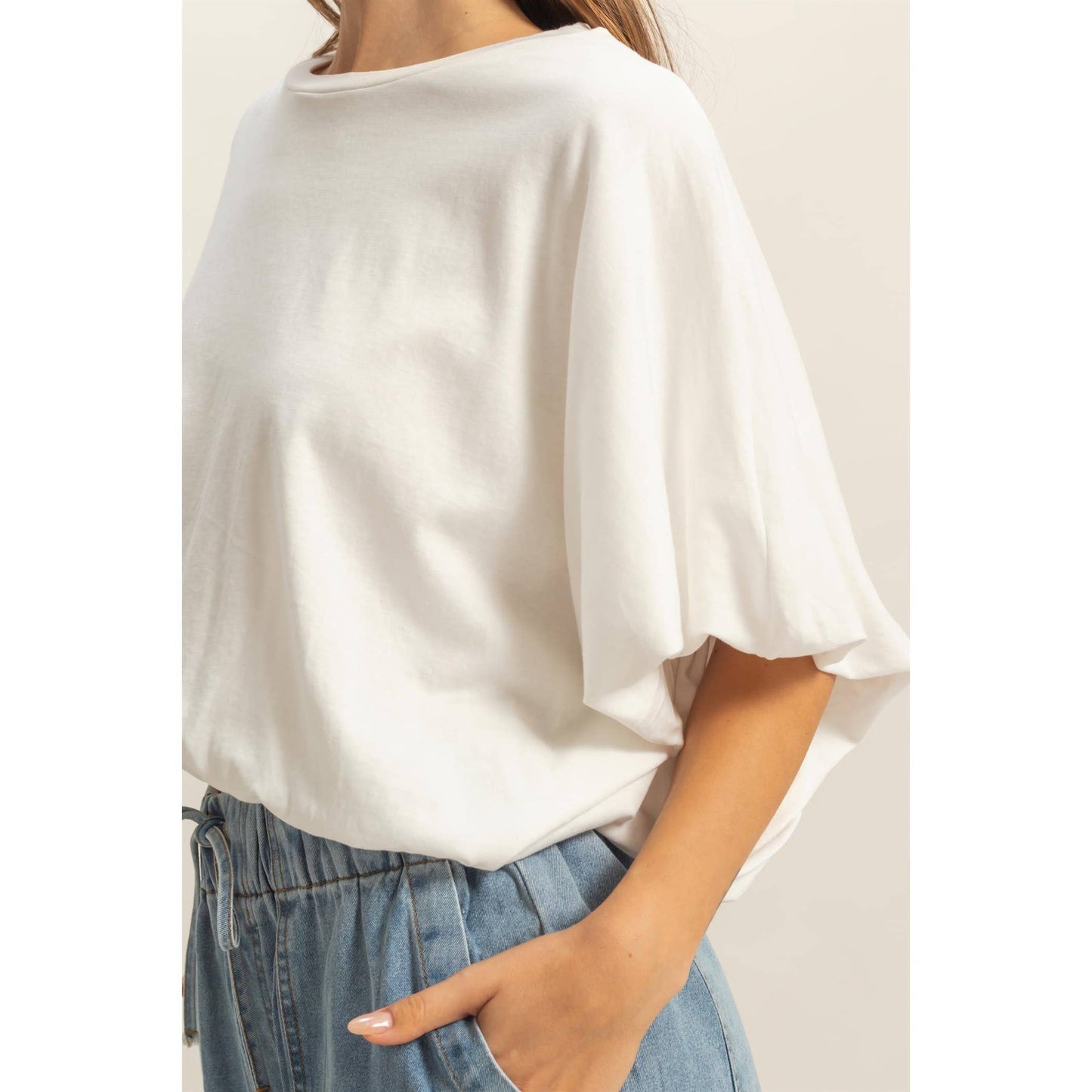 Short Sleeve Knit Bubble Hem Top