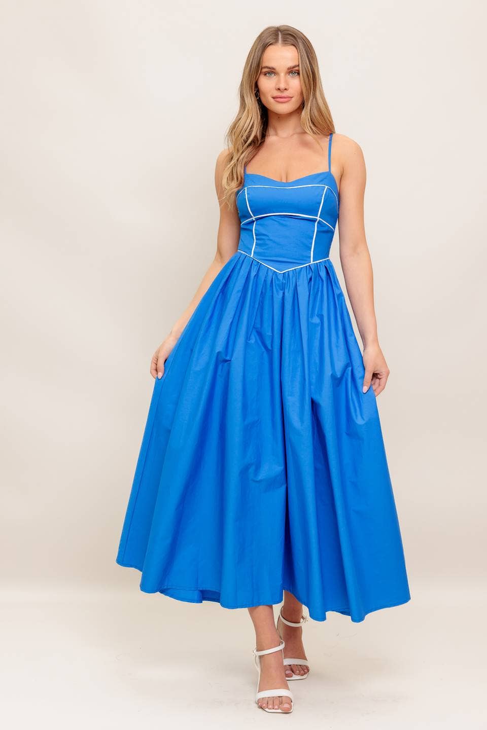 woven blue midi dress