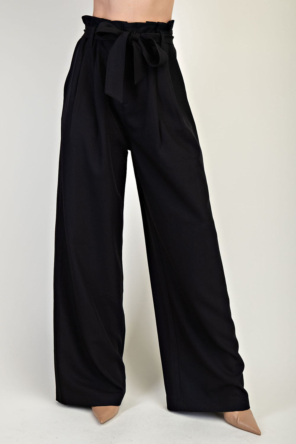 Black Wide Leg Belted Pants