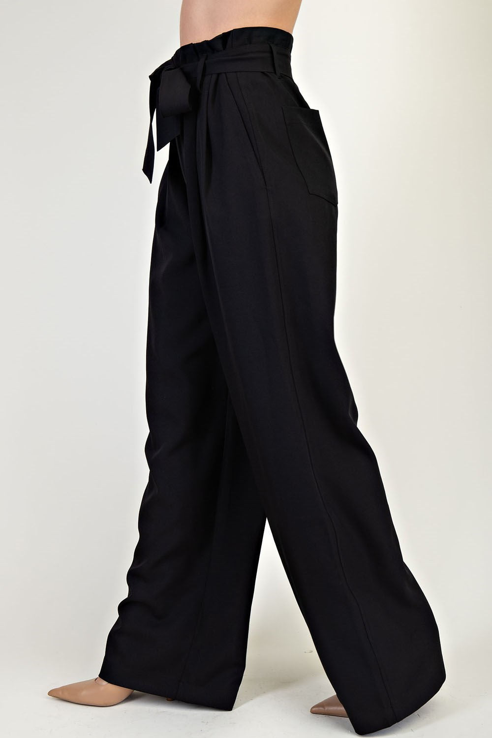 Black Wide Leg Belted Pants