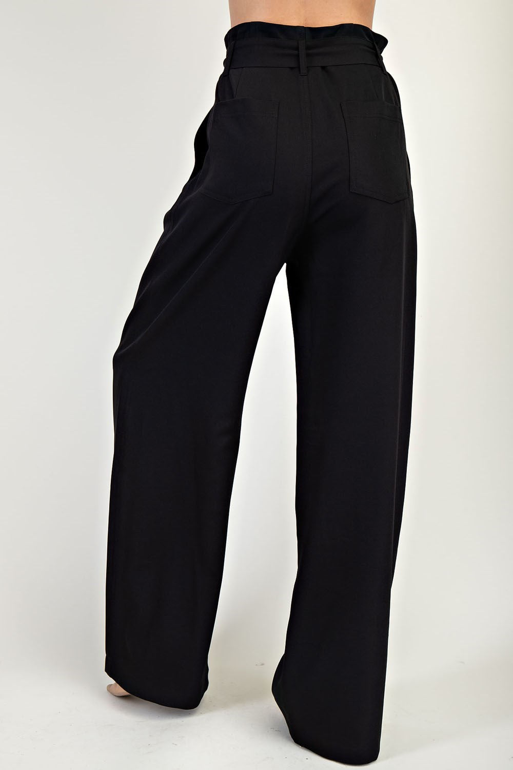 Black Wide Leg Belted Pants