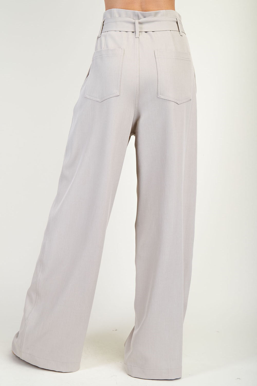 Taupe Wide Leg Belted Pant