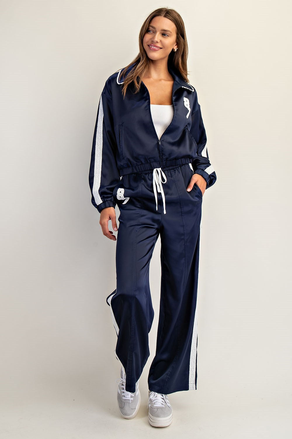 Lace Trim Varisty Pant