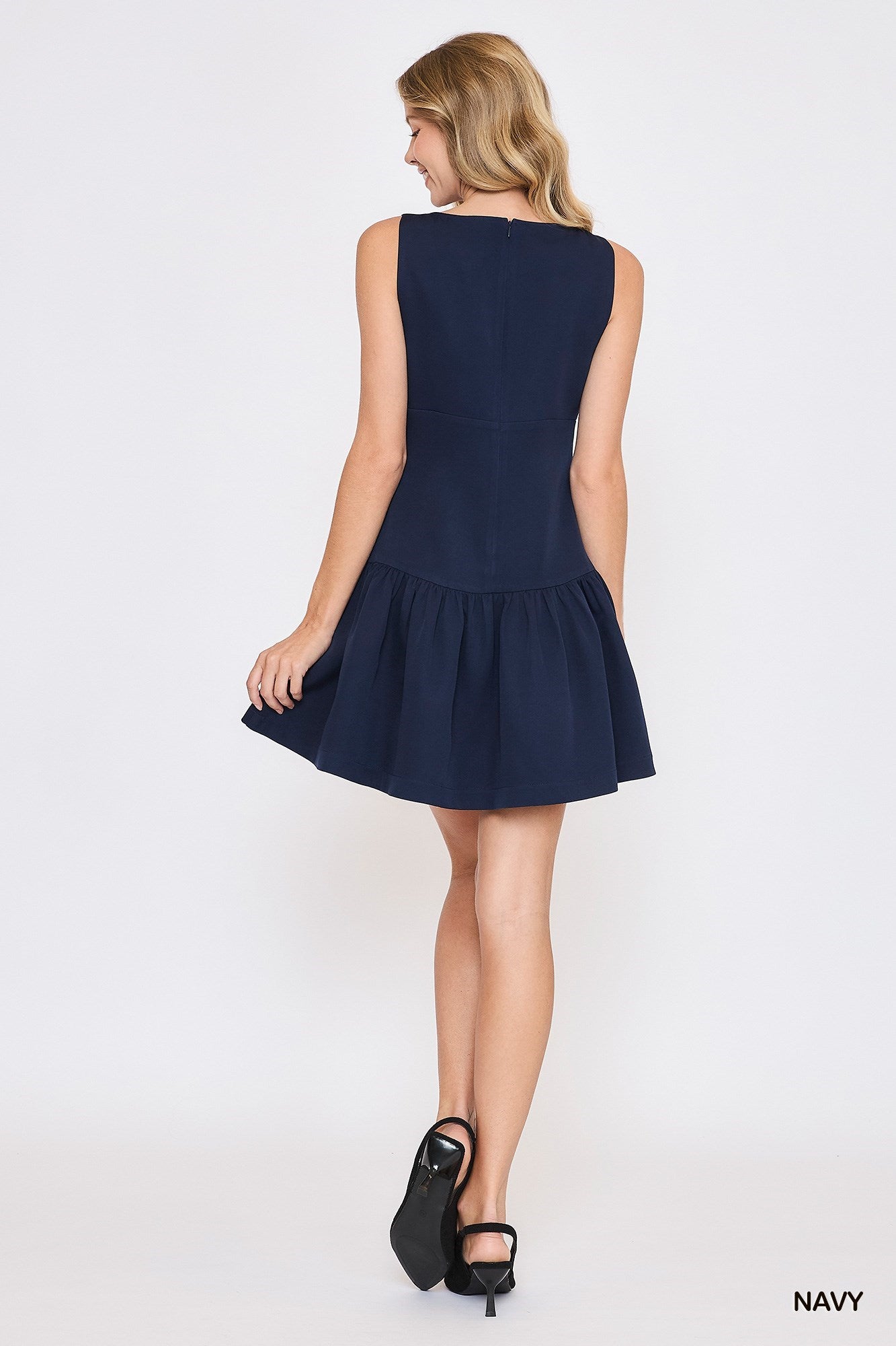 Navy Sleeveless Boatneck Mini